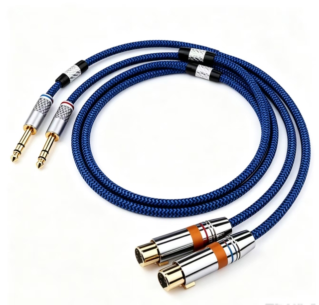 Professional Anti-Interference 6.35mm TRS Male XLR Male Gold Plated Braided Shielded High Elastic Audio Cable for Power