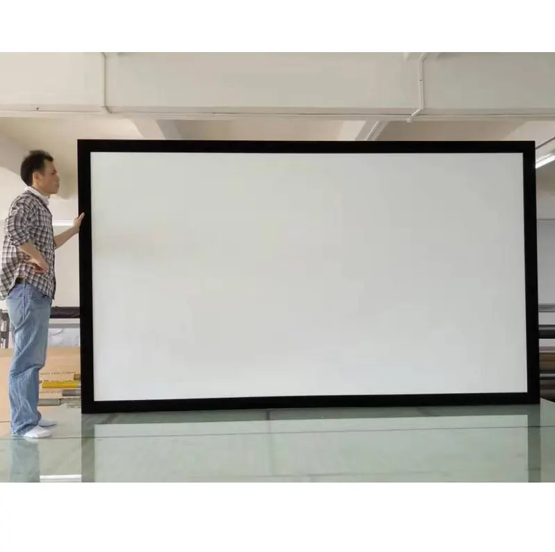 fabric for frame--Fixed Frame Projector Screen with 4K Acoustically Transparent Fabric/Perforated Screen with 8/10/15cm Frame