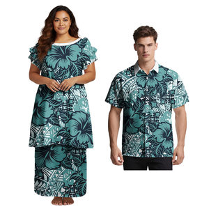 Samoan Fijian <span class=keywords><strong>Masi</strong></span> Tapa Estampado de flores Vestidos de cóctel personalizados Vestidos de fiesta Conjuntos de atuendo de pareja <span class=keywords><strong>sexy</strong></span> Ropa tribal polinesia - Product Image 2