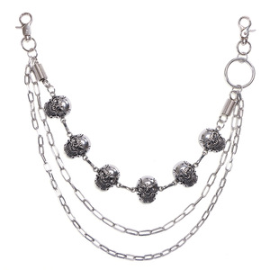 โซ่คาดเอวเดนิมสไตล์ฮิปฮอป ประดับหัวกะโหลกและสปริง โซ่คล้องกางเกงหลายชั้นสำหรับผู้หญิง เครื่องประดับแฟชั่นวินเทจ - Product Image 5