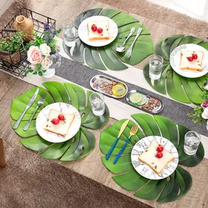 סיטונאי EVA עלה פלייסמט דקורטיבי משטחי שולחן אוכל עמידות בחום למסיבה הוואי ג'ונגל הרפתקאות מסיבת נושא תפאורה