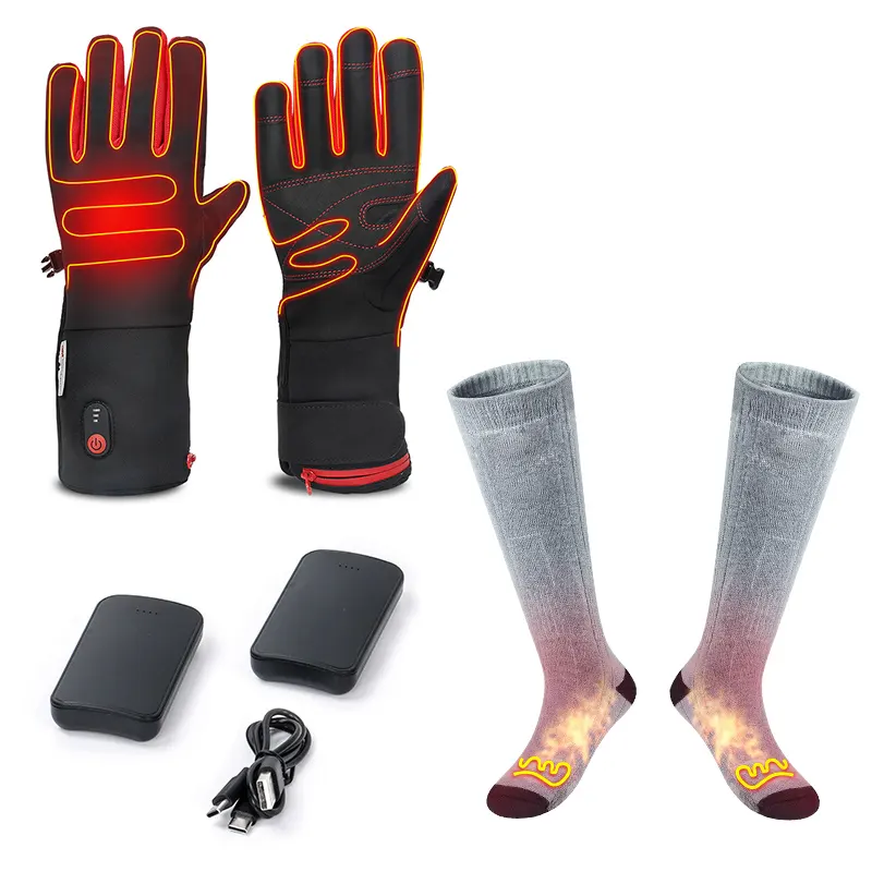 2023 Must-have Warm Gift In Winter Ski Motorcycle Sport Portable Battery Rechargeable Heating Gloves Warm Socks