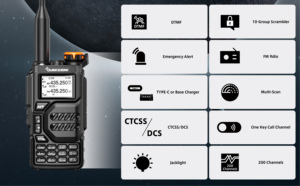 Ricetrasmettitore palmare Quansheng UV-K5 5W Tri-Band con ricezione segmento aereo, Vox, Dual Band, <span class=keywords><strong>Radio</strong></span> Analogica <span class=keywords><strong>FM</strong></span> per Radioamatori - Product Image 5