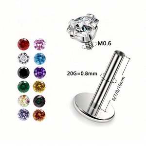 เครื่องประดับเจาะร่างกายแบบลาเบรต์สำหรับเด็ก ปี 2024 ได้รับการรับรองมาตรฐาน ASTM ชุบทอง วินเทจ ไทเทเนียม ประดับเพทายหลากสี F136 G23 - Product Image 1