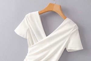 IStapromo Gifts Nouvelle Combinaison Femme à Col Croisé, Coupe Ajustée, Dos Nu, <span class=keywords><strong>Manches</strong></span> <span class=keywords><strong>Courtes</strong></span>, Blanche, en Tricot - Product Image 6