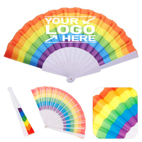 Individuelle Werbe-Partyzubehör Kunststoff-Rippen Faltbarer Fächer Hochzeits- und Festgeschenke Volkskunst Regenbogen-Stoff Faltbarer Handfächer