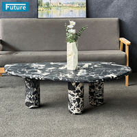 Table basse de luxe de style royal, moderne et naturelle, en marbre Calacatta noir, écologique et durable, pour salon