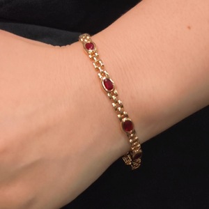 ขายตรงจากโรงงาน กำไลข้อมือทับทิมแท้ 18K สีแดงเลือดนก กำไลคิวบา สำหรับทุกเพศ ของขวัญเครื่องประดับ - Product Image 3