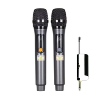 2 buah mikrofon genggam UHF profesional, mikrofon nirkabel dengan pengurang kebisingan untuk Audio rumah, KTV, Karoke, panggung, menyanyi, dll.