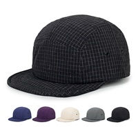 Gorra de Béisbol Deportiva de 5 Paneles, a Cuadros, Transpirable e Impermeable, Unisex, para Todas las Estaciones, para Montar al Aire Libre, con Visera Plana, 100% Poliéster