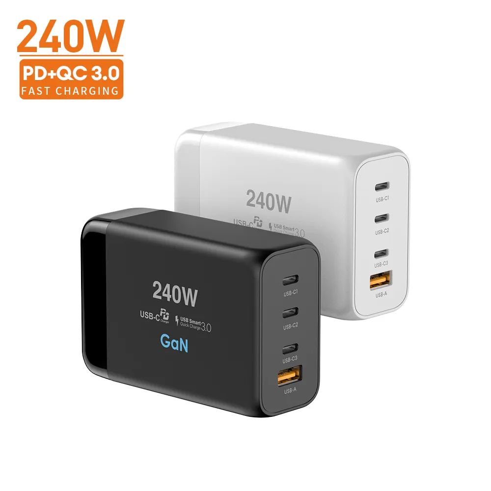 240w Usb C Charger 4-port Pd Charger With Type C Multiport Usb Hub Charger For Laptop Iphone