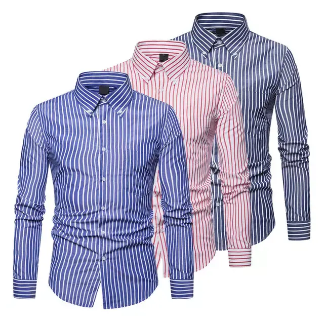 High quality long sleeve custom fashion mens dress shirt for men 100% cotton Manufacturers