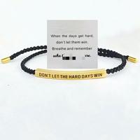 Pulsera de Tubo de Acero Inoxidable Colorida con Frase 'No Dejes que los Días Difíciles Ganen', Personalizable, Inspiradora, Regalos para Parejas