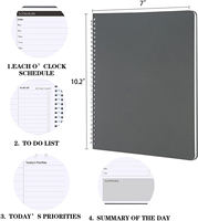 Planificateur quotidien non daté, couverture souple, carnet à spirale, agenda, organisateur pour les rendez-vous, calendrier personnel
