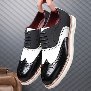 Color Genuine Leather Brogue Oxford <strong>Shoes</strong> Light White Platform Sole Lace up Formal Casual Dress <strong>Shoes</strong> for <strong>Wedding</strong> Party - Product Image 2