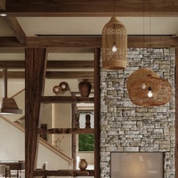Lustre en rotin Wabi Sabi, luminaire suspendu en osier tissé à la main pour hôtel, restaurant, villa, salle à manger