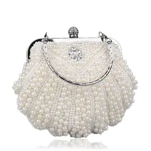 Trending Products 2024 New Arrivals Rhinestone Crystal Pearl Party Silver Bling Evening Bags For Women