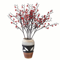 Kunstmatige rode bessen van plastic, bloemstuk voor Kerstmis en nieuwjaar, 30-100cm, decoratie voor thuis en kantoor