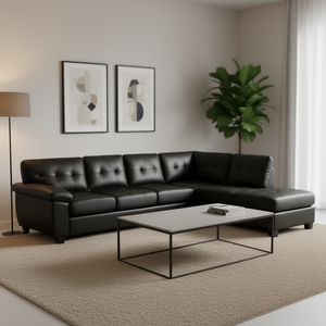 Sofá Seccional Glory Furniture Gallant en Forma de L, de Cuero Sintético Negro, para Sala de Estar, Diseño Contemporáneo con Respaldo Acolchado - Product Image 2