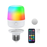 Télécommande USB rechargeable portable avec aimant RGB et 3CCT LED Ampoule d'urgence