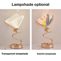 Lampe de table moderne et simple pour salon, avec lumière LED blanc chaud, abat-jour en métal et acrylique en forme de papillon
