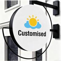 Boîte à lumière circulaire double face étanche IP65, signalétique LED personnalisée pour vitrine
