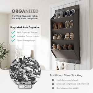 Over The Door <b>Shoe</b> Organizer 4 Tier Deep Pockets Hanging Closet Rack For <b>Shoes</b> Boots Grey - Product Image 4