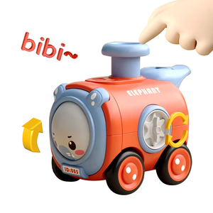 Phim hoạt hình mới xe lửa Đồ chơi quán tính Xe đồ chơi với còi tàu nhỏ chống va chạm mặt nhựa thay đổi đồ chơi - Product Image 1