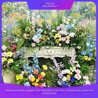 Dekorasi Pernikahan Gaya Hutan dengan Bunga Sutra Buatan Monet Garden, Peony, Babys Breath, dan Hydrangea yang Diletakkan di Lantai