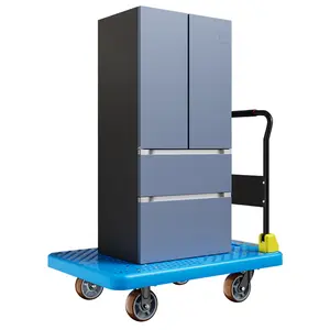 Más Estable y silencioso 450kg Carga Heavy Duty Plastic Flatbed Push Cart Dolly Plataforma plegable Carro de mano camión