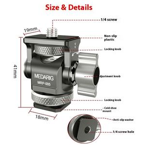 Alliage d'aluminium martien/OEM inclinaison à 180 degrés pivotant à 360 degrés support de moniteur de 5/7 pouces pour appareils <span class=keywords><strong>photo</strong></span> reflex numériques outils EDC moniteur de terrain - Product Image 3