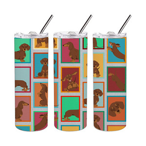 Vaso Delgado de Acero Inoxidable con Diseño de Dachshund y Chocolate, Color Bronceado - Product Image 5