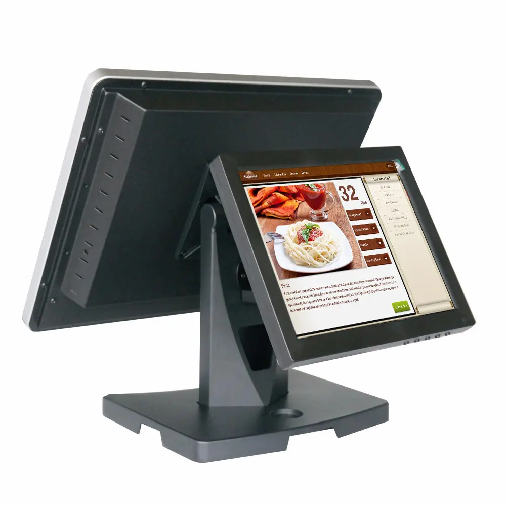 Terminal Restoran Suku Cadang Mesin Kasir dengan Printer 15 Desktop Dual Layar Sentuh Sistem Pos