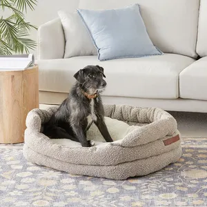 Ökologisch-freundliche Hundebett waschbar Couch weicher Nacken Kopf Unterbau weiches warmes Locken luxus-Hundebett
