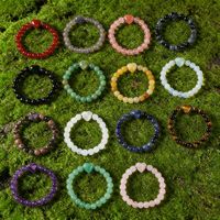 Bracelet réglable en pierre naturelle d'agate, perles rondes de 8 mm, forme de cœur, cadeau unisexe, bijoux tendance