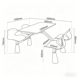 Muebles de Comedor Escolar Personalizables OEM ODM a Precio de Fábrica Profesional para Proyectos de Comedores Universitarios con 4 Asientos - Product Image 2