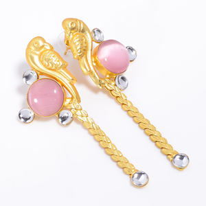 ต่างหูอัญมณีทองเหลืองชุบทอง14K ทำด้วยมือขายส่งเครื่องประดับอัญมณีทองเหลืองออกแบบได้ตามต้องการผู้ผลิตเครื่องประดับแฟชั่นตามต้องการ - Product Image 2