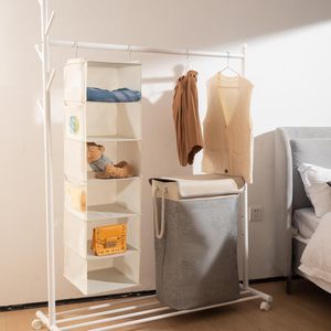 6 Shelf Hanging Closet Organizer 1 Pack With Side Pockets For Clothes <b>Shoes</b> <b>Storage</b> Behind Door Wall Hook Type Fabric Non Woven - Product Image 2