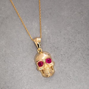 שרשרת תליון גולגולת שרשרת פאנק 316l נירוסטה pvd 18k מצופה תכשיטים קריסטל גותי שרשרת הגולגולת גותי - Product Image 6