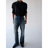 Jean Homme Baggy Wide Leg Taille Moyenne Vintage Délavé Fabricant Vente en Gros