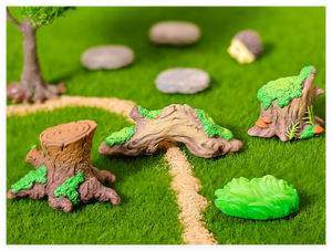 บอนไซบ้านตุ๊กตาต้นไม้สวนเทพนิยายรูปปั้นหินสีเขียวสำหรับแกะสลักแบบตอไม้ติดประตู<span class=keywords><strong>บ้าน</strong></span><span class=keywords><strong>รั้ว</strong></span>สะพานรูปแกะสลักสำหรับสะสม - Product Image 6