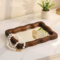 Miroir cosmétique carré rétro en bois, design personnalisé pour chambre à coucher, miroir de maquillage haute définition double usage pour bureau