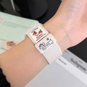 Bracelet en toile de nylon magnétique robuste pour Apple Watch iwatch11 Generation 987654Ultra/SE, motif <span class=keywords><strong>chiot</strong></span> teckel tendance - Product Image 3