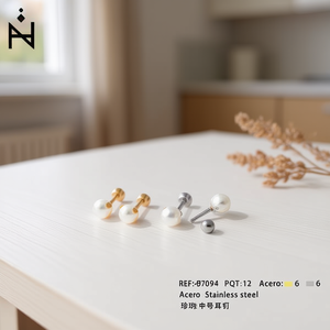 Orecchini a perla di media dimensione in acciaio inossidabile Acero 47094 PQT12 - Product Image 3