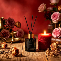 Coffret Cadeau Luxe Romantique Personnalisé pour la Saint-Valentin et le Nouvel An : Bougie Parfumée en Cire de Soja et Diffuseur à Bâtonnets pour la Maison