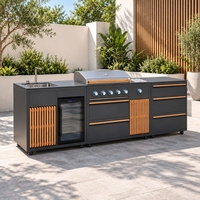 Îlot de barbecue extérieur en acier inoxydable 304 résistant à la rouille, cuisine extérieure personnalisée avec évier