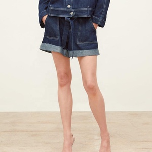 Haute qualité casual ceinture dame <span class=keywords><strong>jean</strong></span> <span class=keywords><strong>court</strong></span> bleu foncé <span class=keywords><strong>short</strong></span> <span class=keywords><strong>en</strong></span> <span class=keywords><strong>jean</strong></span> pour les femmes - Product Image 3