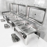 Chauffe-plat de luxe en acier inoxydable 9L à alimentation thermique pour buffet d'hôtel, restauration, couleur argent, service de plats chauds pour restaurant et événements