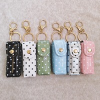 Mini Pochette à Rouge à Lèvres en Cuir PU à Pois Couleurs Bonbon Mignonne, Pendentif Sac, Breloque avec Anneau Porte-clés, Mini Porte-monnaie