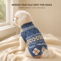 Pull pour chien de Noël Fair Isle en acrylique nordique tricoté, motif géométrique, pour chats et petits animaux